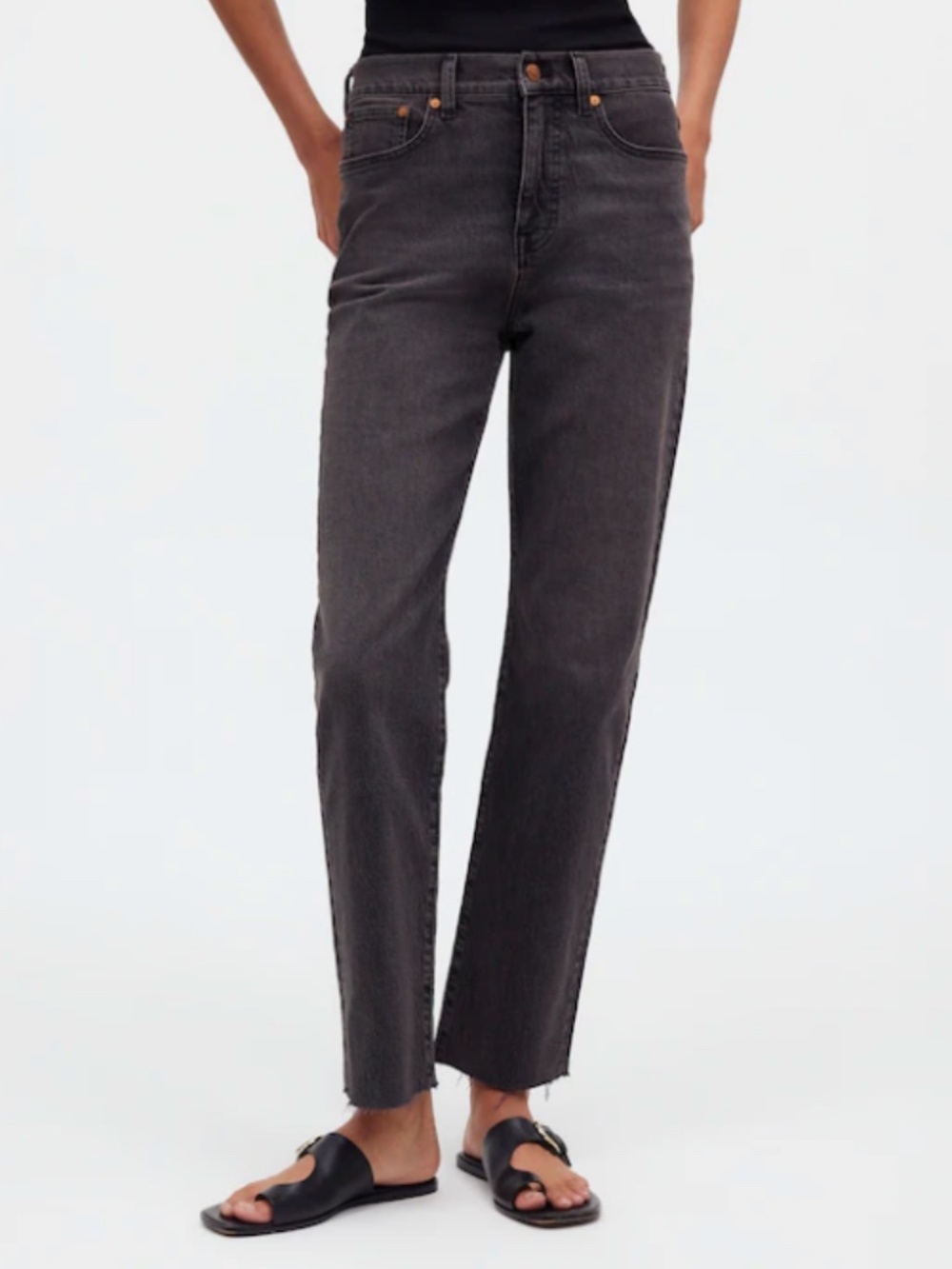 Madewell Women's 90s Straight Crop in Washed Black | 29